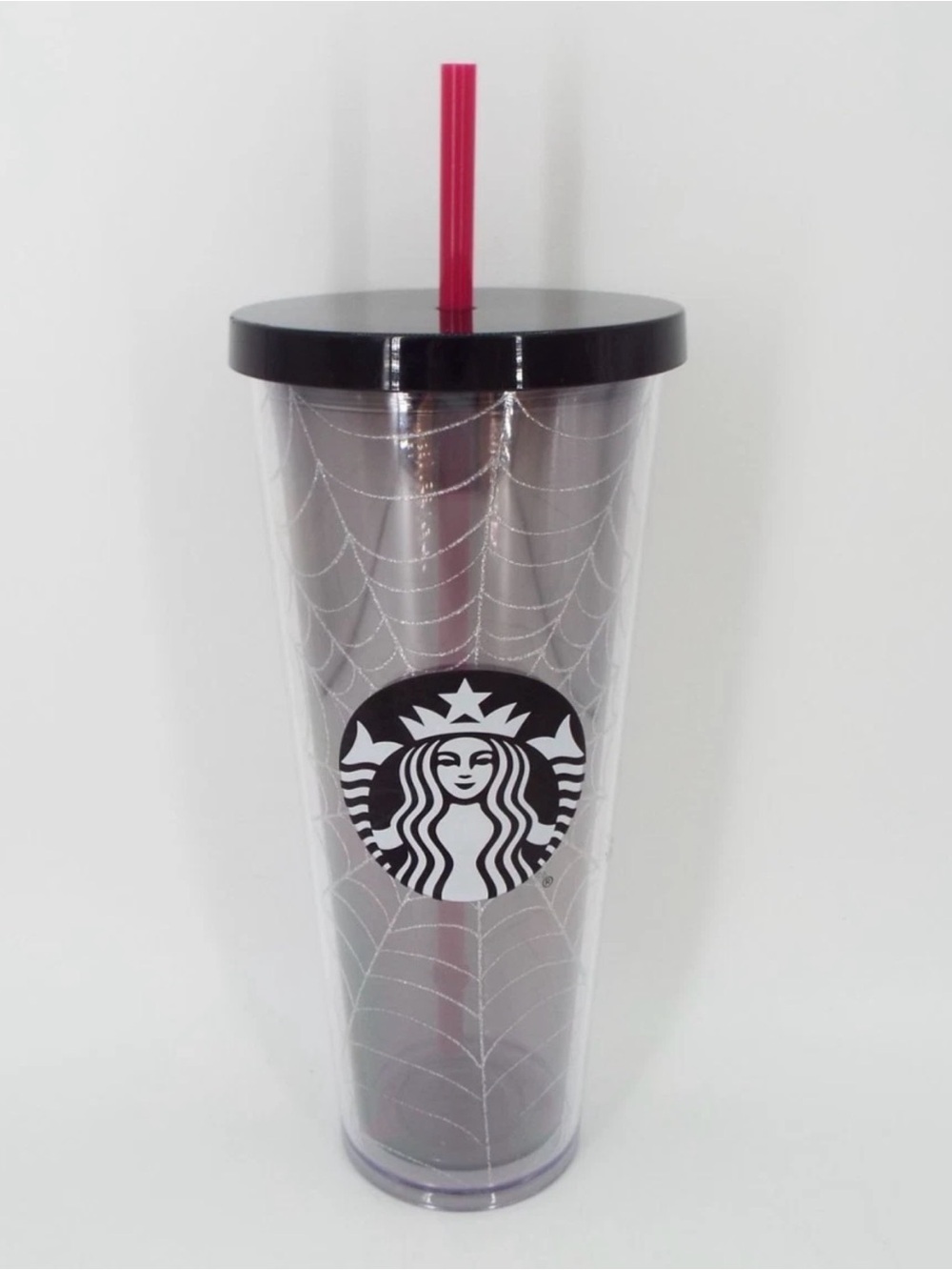 NWT-Starbucks 2019 Halloween Glitter Spider Web Tumbler 24 oz. Pink Straw